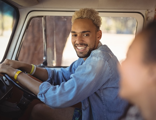 Driver enjoying a new journey